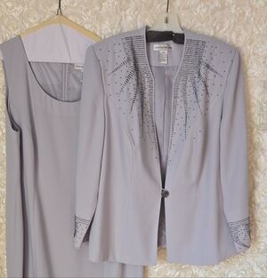 Elegant Light Gray Embellished Blazer